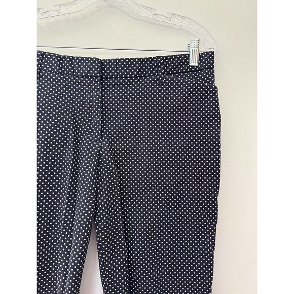 Gap Navy Blue Slim Cropped Polka Dot Flat Front Stretchy Trouser Pants Size 8 - Picture 3 of 6